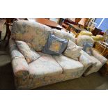 FLORAL TWO-SEATER SOFA AND MATCHING ARMCHAIR, SOFA 170CM WIDE