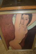 AFTER AMEDEO MODIGLIANI, "THE RECLINING NUDE", 62 X 95CM, FRAMED