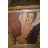 AFTER AMEDEO MODIGLIANI, "THE RECLINING NUDE", 62 X 95CM, FRAMED