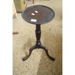 REPRODUCTION MAHOGANY WINE TABLE OR KETTLE STAND ON FLUTED COLUMN AND TRIPOD BASE