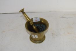 HEAVY BRASS MORTAR AND PESTLE