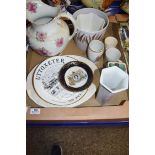 QTY OF VARIOUS CERAMICS INCLUDING FLORAL DECORATED WATER JUG ETC