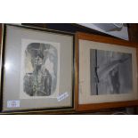 MIXED LOT: FRAMED PICTURES TO INCLUDE COLOURED PRINTS, CLARE HALL, BLACK AND WHITE PHOTOGRAPH OF A