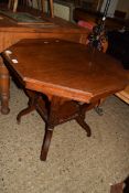 EDWARDIAN MAHOGANY OCTAGONAL TWO-TIER TABLE ON SWEPT LEGS