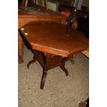 EDWARDIAN MAHOGANY OCTAGONAL TWO-TIER TABLE ON SWEPT LEGS