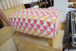 MODERN FOOT STOOL WITH MULTI-COLOURED UPHOLSTERY 55CM WIDE