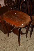 EDWARDIAN MAHOGANY TWO-TIER OCCASIONAL TABLE WITH SHAPED TOP, 65CM WIDE