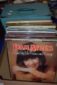 LARGE BOX MIXED RECORDS TO INCLUDE PAM AYRES, BRASS BANDS, GENE PITNEY, JIM REEVES ETC