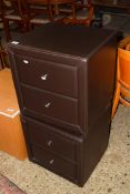 PAIR OF JULIAN BOWEN BROWN LEATHER FINISH TWO-DRAWER BEDSIDE CABINETS