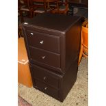 PAIR OF JULIAN BOWEN BROWN LEATHER FINISH TWO-DRAWER BEDSIDE CABINETS