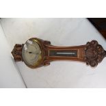 LATE 19TH CENTURY WALNUT CASED BAROMETER THERMOMETER COMBINATION BEARING RETAILERS MARK FOR H HUGHES