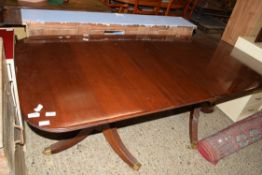 TWIN PEDESTAL MAHOGANY RECTANGULAR DINING TABLE, LENGTH APPROX 200CM