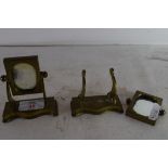 TWO MINIATURE BRASS FRAMED SWING DRESSING TABLE MIRRORS