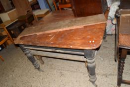 19TH CENTURY STAINED PINE EXTENDING DINING TABLE (A/F), 125CM WIDE