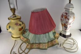 TWO MODERN FLORAL DECORATED TABLE LAMPS WITH SHADES