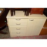 MODERN LIGHT WOOD EFFECT CHEST WITH FIVE DRAWERS AND ONE DOOR, 94CM WIDE