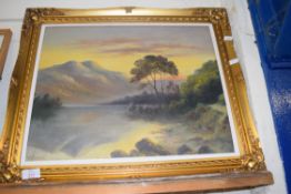 BRITISH SCHOOL, STUDY OF LOCHSIDE SCENE, OIL ON BOARD, INITIALLED RJH AND DATED 1927 TO LOWER