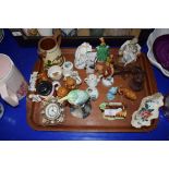 TRAY OF MIXED CERAMICS TO INCLUDE RANGE OF CRESTED WARES, TORQUAY WARE JUG ETC