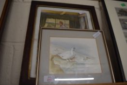 PRINT AFTER PHILIP DADD, TOGETHER WITH A FRAMED WATERCOLOUR STUDY OF PTARMIGAN, BOTH FRAMED AND