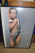 COLOURED PHOTOGRAPHIC PRINT, NASTASSJA KINSKI AND THE SERPENT, PHOTOGRAPHED BY RICHARD AVEDON,