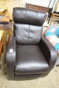 MODERN BROWN LEATHER RECLINER CHAIR, 73CM WIDE