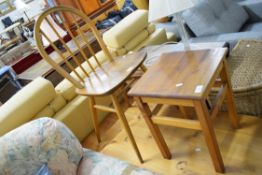 RETRO STICK BACK KITCHEN CHAIR TOGETHER WITH A SQUARE OCCASIONAL TABLE (2)