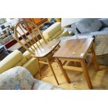 RETRO STICK BACK KITCHEN CHAIR TOGETHER WITH A SQUARE OCCASIONAL TABLE (2)