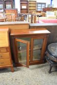 LATE VICTORIAN MAHOGANY BOOKCASE CABINET WITH TWO GLAZED DOORS, 28CM WIDE