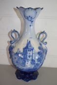 KEELING & CO ANGLO-DELFT DOUBLE HANDLED VASE