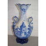 KEELING & CO ANGLO-DELFT DOUBLE HANDLED VASE