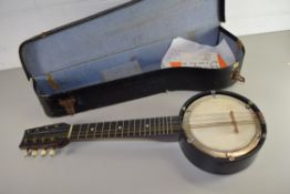 VINTAGE CASED SMALL 8-STRING BANJO