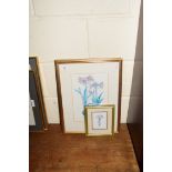 PAIR OF COLOURED BOTANICAL PRINTS PLUS ONE FURTHER SMALLER, ALL FRAMED AND GLAZED, LARGEST 45CM
