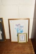 PAIR OF COLOURED BOTANICAL PRINTS PLUS ONE FURTHER SMALLER, ALL FRAMED AND GLAZED, LARGEST 45CM