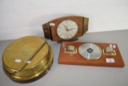 MIXED LOT: METAMEC MANTEL CLOCK, MODERN ANEROID BAROMETER AND FOLDING SALTER SCALES