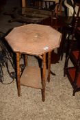 OCTAGONAL TOPPED BAMBOO TWO-TIER OCCASIONAL TABLE, 44CM WIDE