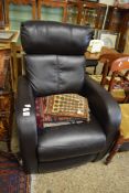 MODERN BROWN LEATHER RECLINER CHAIR, 73CM WIDE