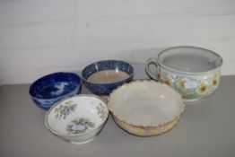 WEDGWOOD CHAMBER POT, VARIOUS 19TH CENTURY AND LATER DECORATED BOWLS