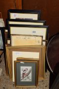 MIXED LOT: PICTURES TO INCLUDE TWO CASH OF COVENTRY SILK PICTURES OF BIRDS PLUS VARIOUS OTHERS (