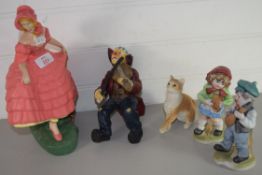 MIXED LOT: LARGE MODEL OF A CRINOLINE LADY PLUS FOUR OTHER ORNAMENTS (5)