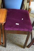 RECTANGULAR STOOL WITH PURPLE UPHOLSTERED TOP, 50CM WIDE