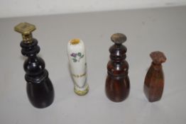 MIXED LOT: TURNED WOODEN HARDSTONE AND CERAMIC HANDLED HAND SEALS