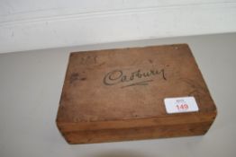 SMALL WOODEN BOX OF COSTUME JEWELLERY