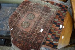 TWO SMALL WOOL PRAYER RUGS, APPROX 60CM WIDE