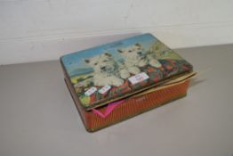 BISCUIT TIN CONTAINING ALBUMS OF VARIOUS CIGARETTE CARDS, QTY OF VARIOUS LOCAL THEATRE AND CLUB