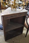 LATE 19TH/EARLY 20TH CENTURY OAK CORNER CABINET WITH OPEN FRONT, 70CM WIDE