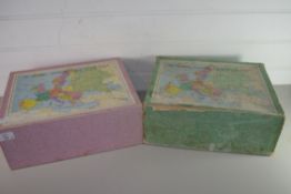 TWO VICTORY GEOGRAPHICAL WOOD JIGSAW PUZZLES