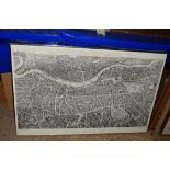 COLOURED PRINT, BALLOON VIEW OVER LONDON, 102CM WIDE