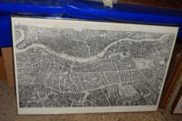 COLOURED PRINT, BALLOON VIEW OVER LONDON, 102CM WIDE