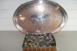 GALLERIED OVAL SERVING TRAY AND A LARGE QTY OF COLLECTORS PLATES