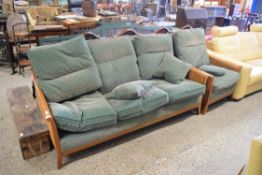 PARKER KNOLL BERGERE TYPE SOFA WITH LOOSE CUSHIONS AND ACCOMPANYING CHAIR, SOFA APPROX 185CM WIDE